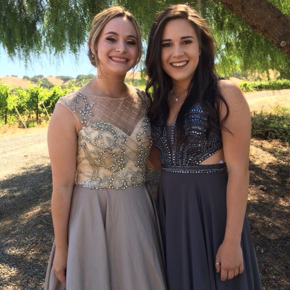 Metallic cutout prom dress